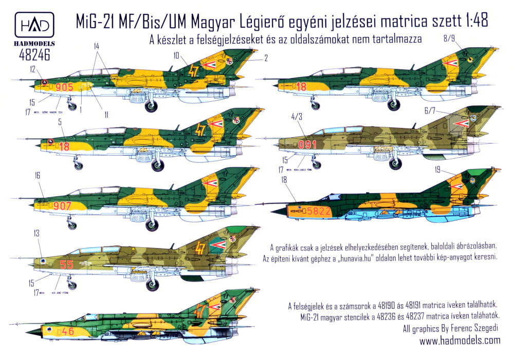 1/48 Decal MiG-21 MF/UM/Bis Hungarian Insignias