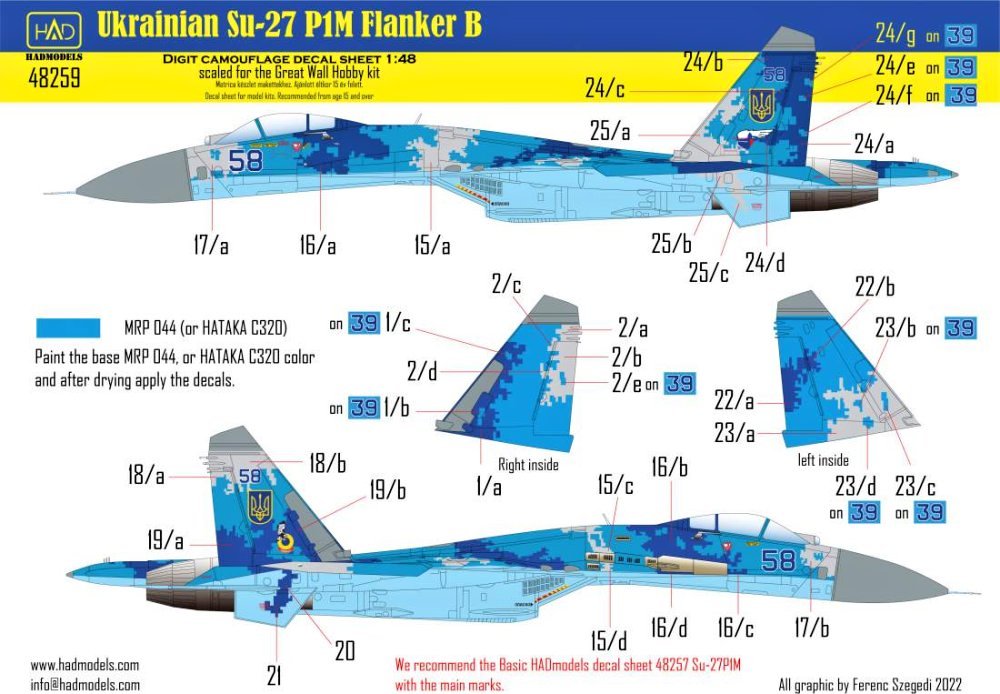 1/48 Decal Ukrainian Su-27 P1M Digital Camouflage