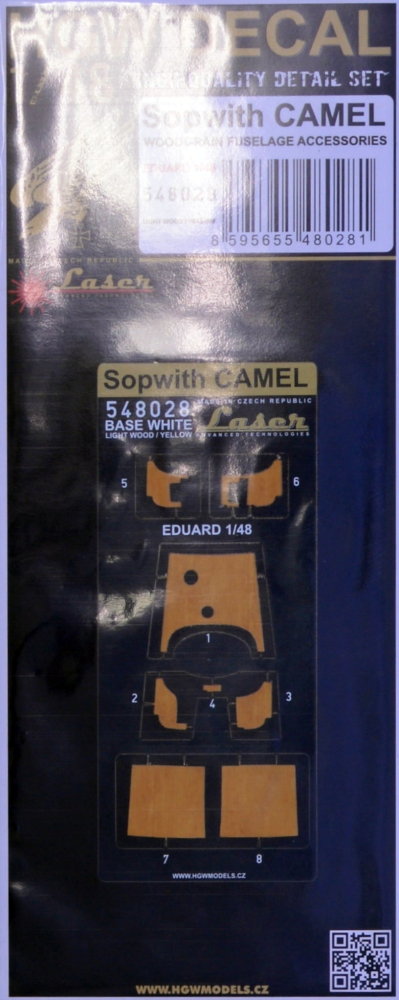 1/48 Decal Sopwith Camel  Light Wood (white base)