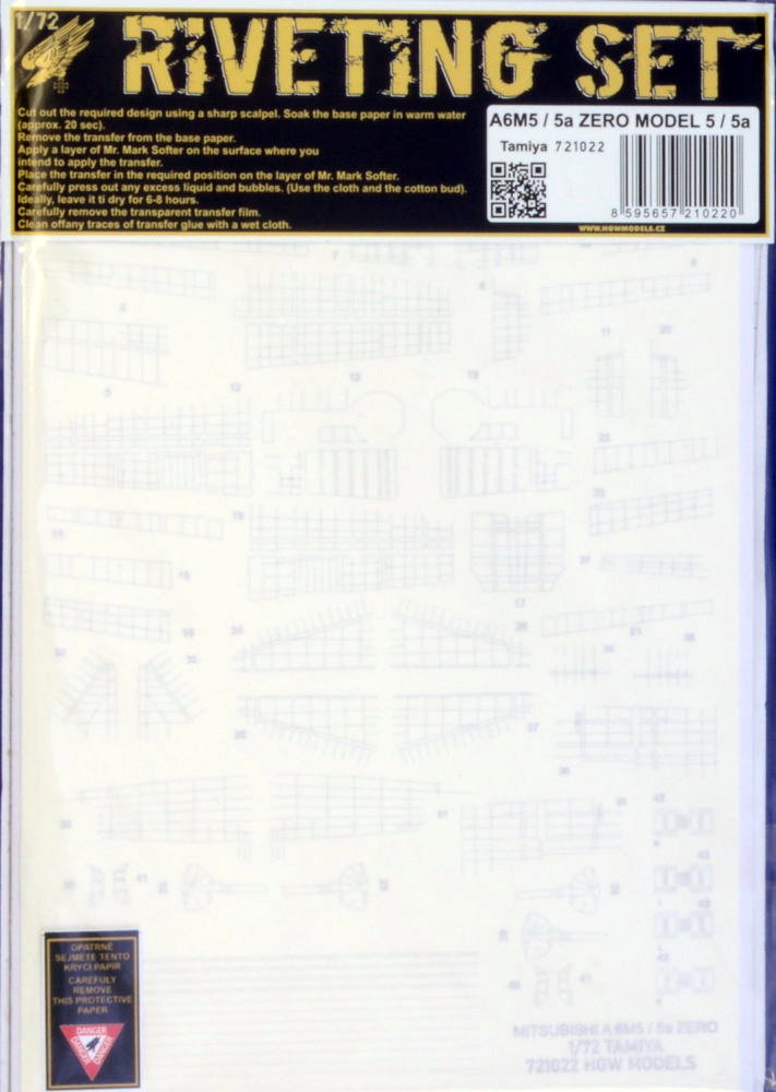 1/72 A6M5/5a Zero RIVETING SET (TAM)