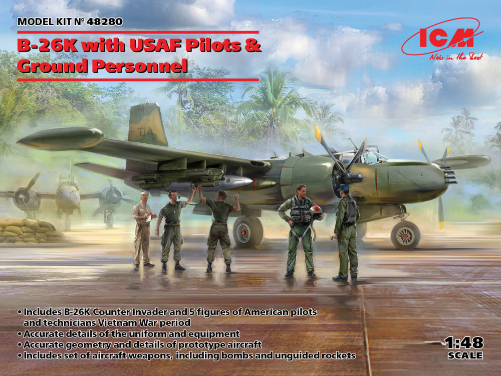 1/48 B-26K w/ USAF Pilots&Ground Personnel (5 fig)