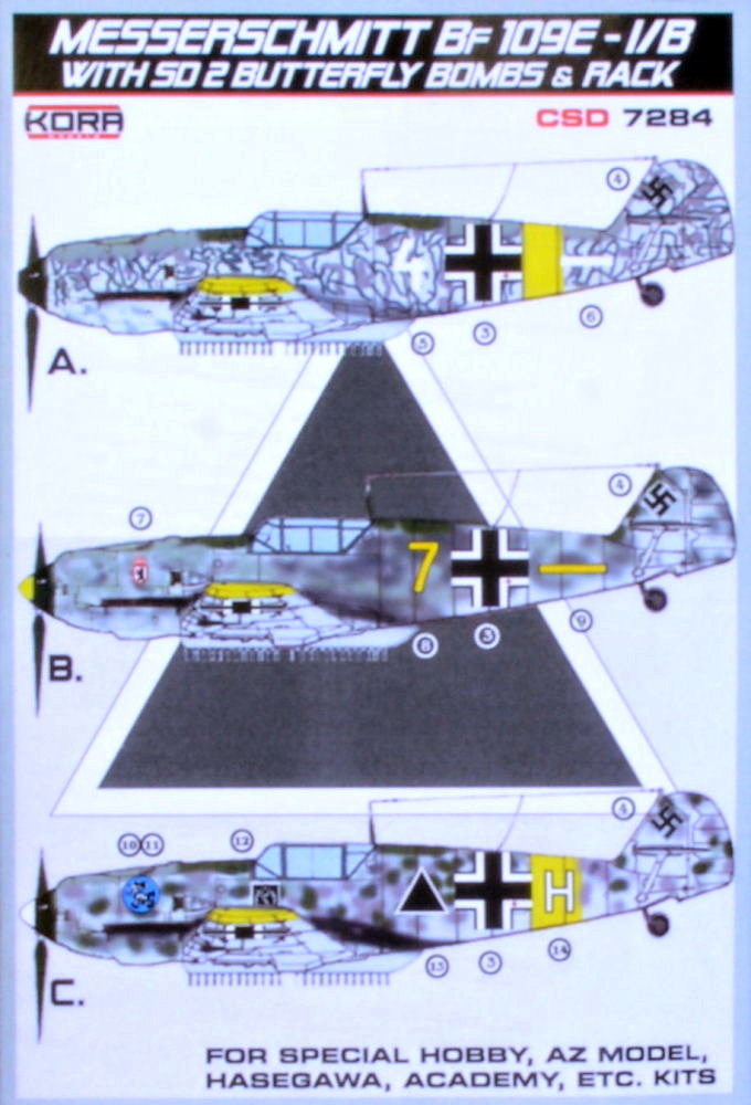 1/72 Bf 109E-1/B w/ SD 2 Butterfly bombs & rack