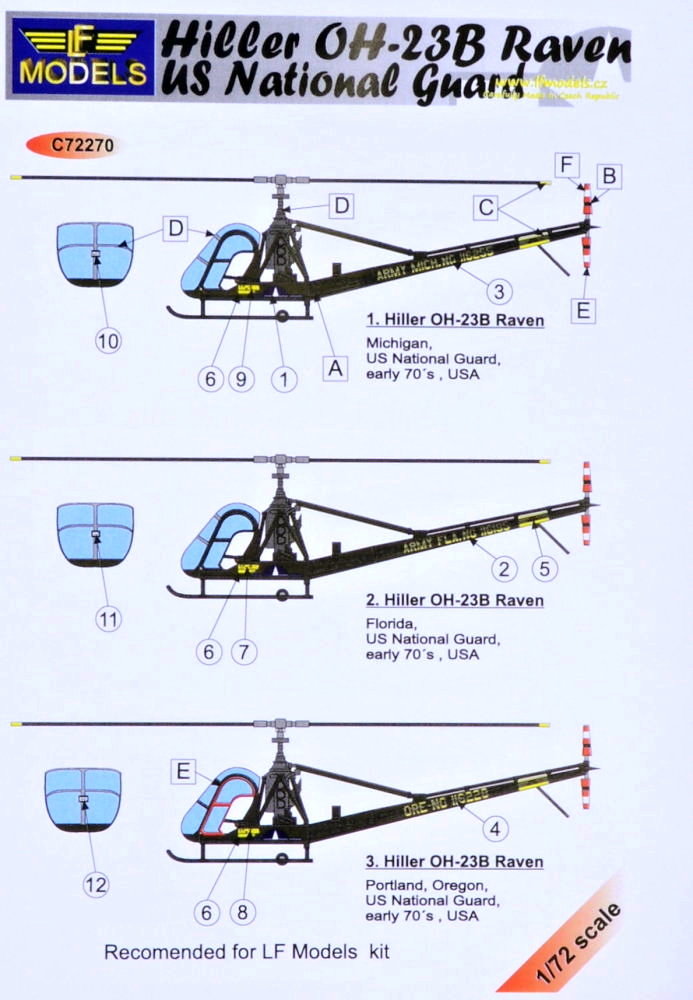 1/72 Decals Hiller OH-23B Raven US National Guard