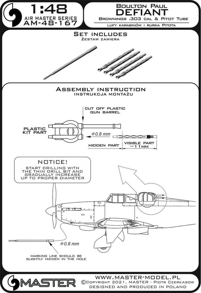 1/48 Boulton Paul Defiant Pitot Tube&Browning .303