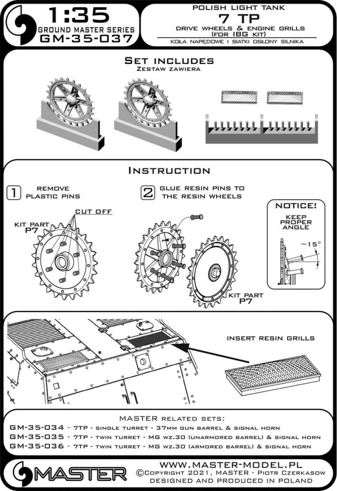 1/35 7TP drive wheels & engine grills (IBG)