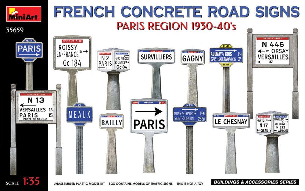 1/35 French Concrete Road Signs, Paris 1930-40's