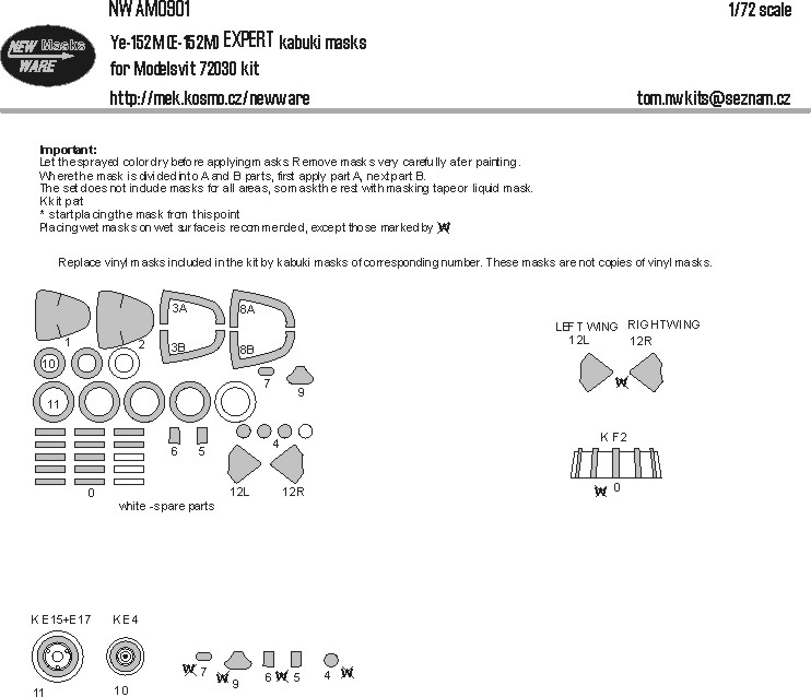 1/72 Mask Ye-152M (E-152M) EXPERT (MSVIT 72030)