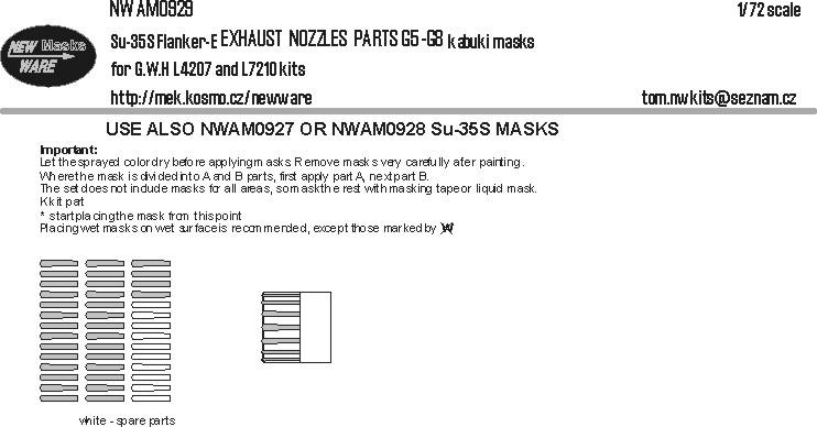 1/72 Mask Su-35S Flanker-E  EXHAUST NOZZLES G5-G8