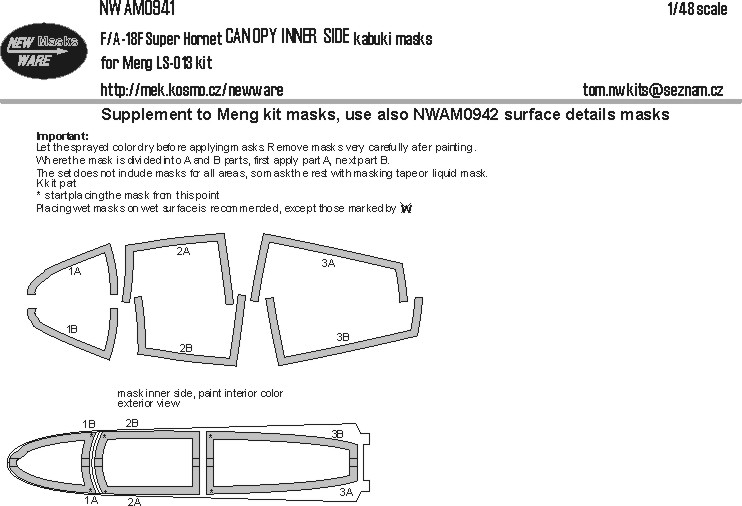 1/48 Mask F/A-18F Super Hornet CANOPY INNER SIDE