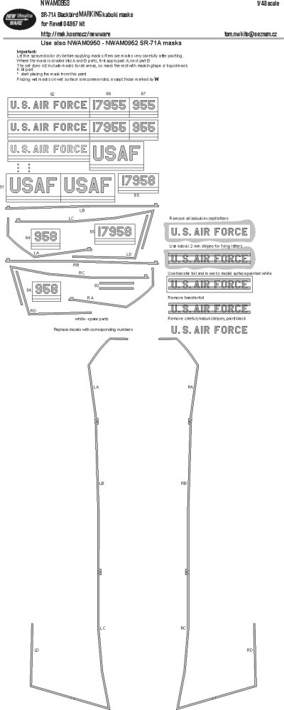 1/48 Mask SR-71A Blackbird MARKING (REV)