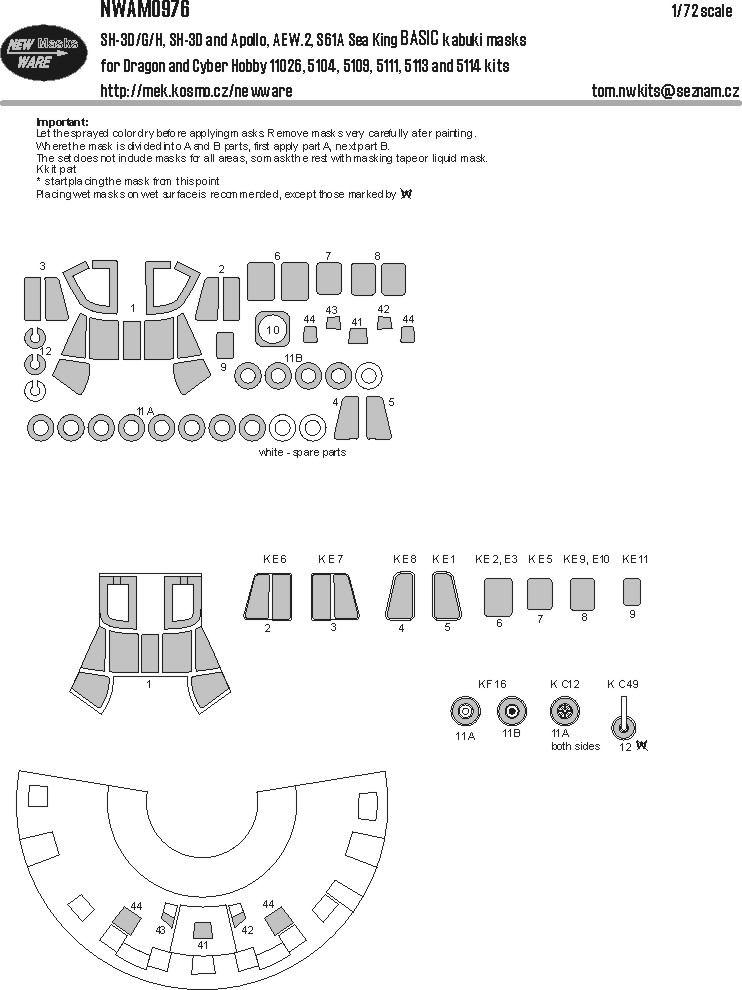 1/72 Mask SH-3D/G/H, AEW.2, S61A Sea King BASIC