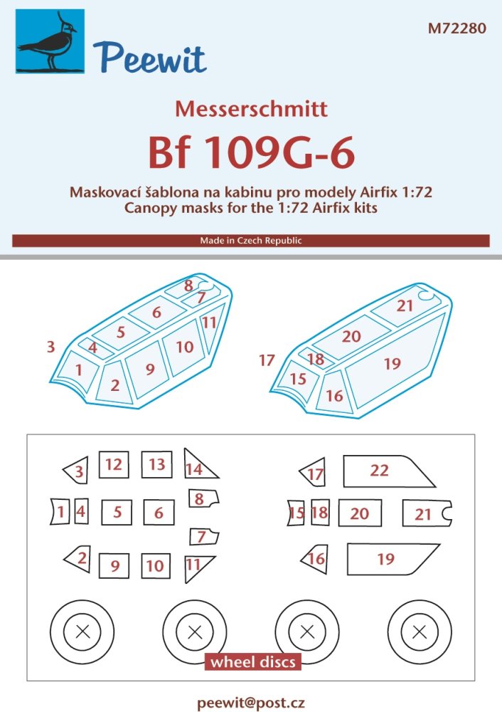 1/72 Canopy mask Bf 109G-6 (AIRFIX)