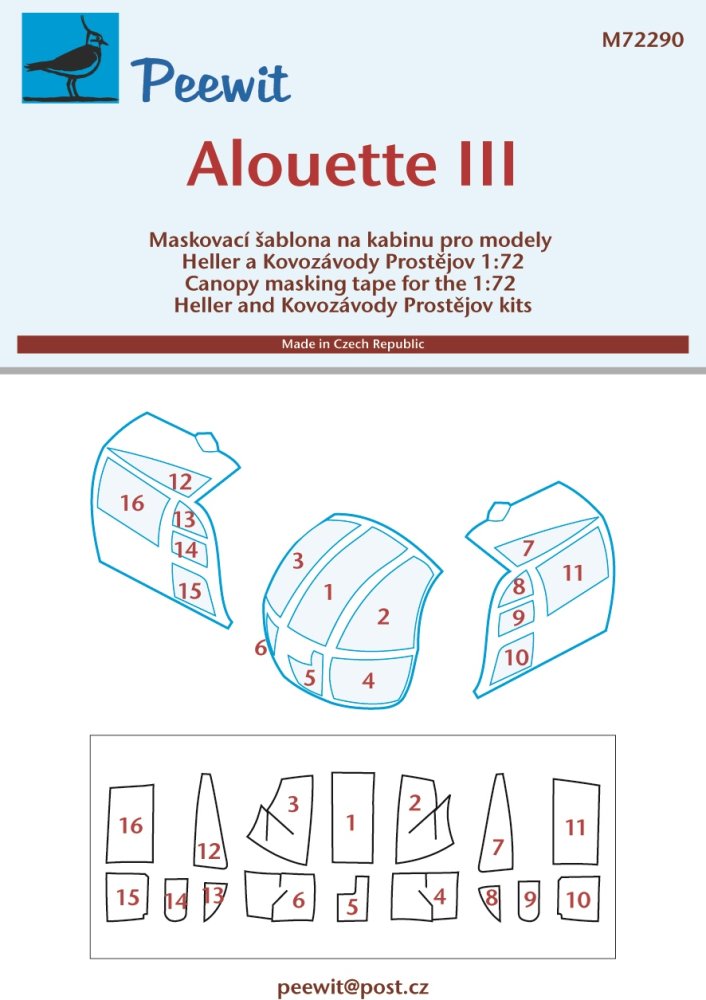 1/72 Canopy mask Alouette III (HELL/KP)