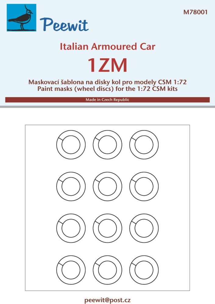 1/72 Paint mask wheel discs 1 ZM Italian Arm.Car