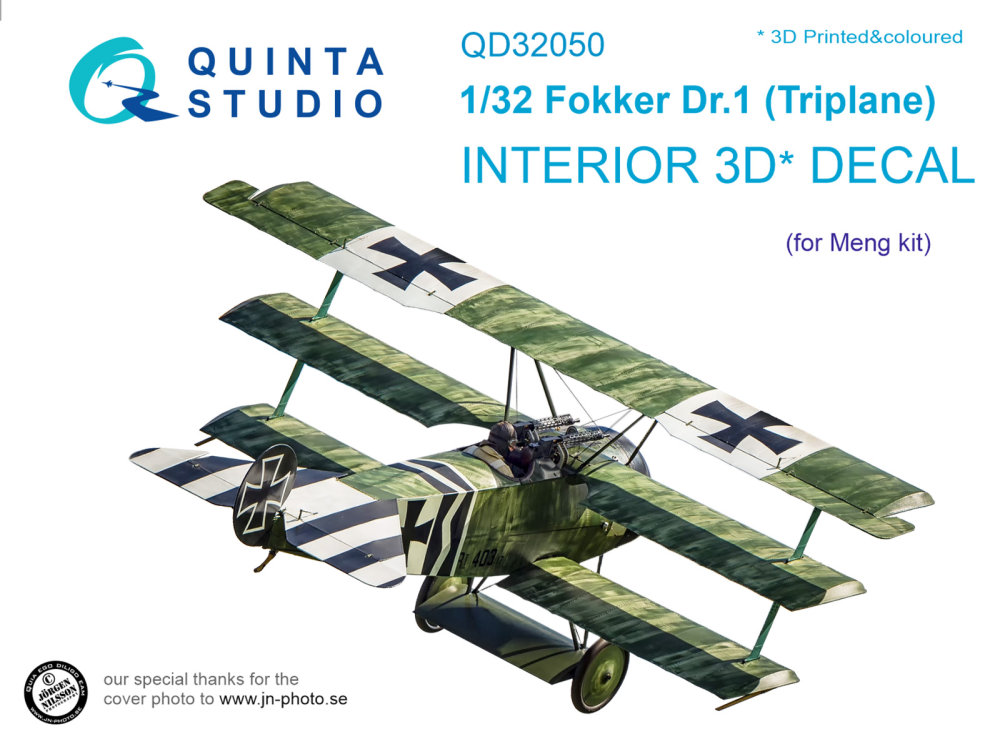 1/32 Fokker Dr.1 3D-Printed&colour Interior (MENG)