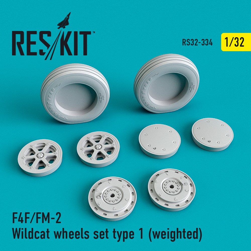 1/32 F4F/FM-2 Wildcat wheels set type 1 (weighted)