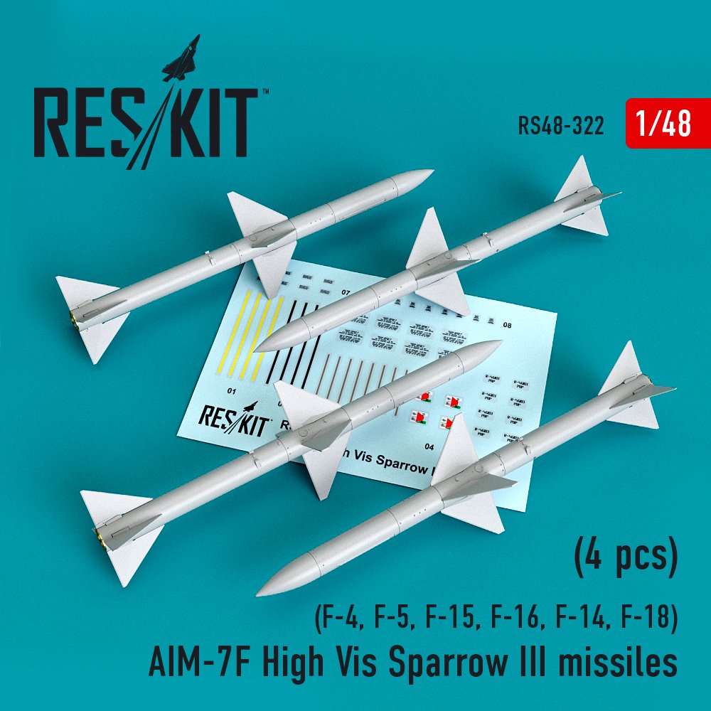 1/48 AIM-7F High Vis Sparrow III missiles (4 pcs.)