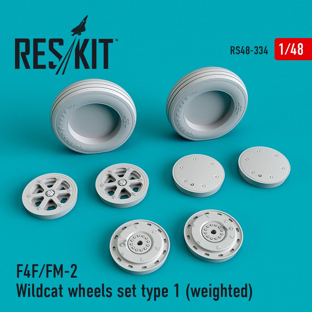 1/48 F4F/FM-2 Wildcat wheels set type 1 (weighted)