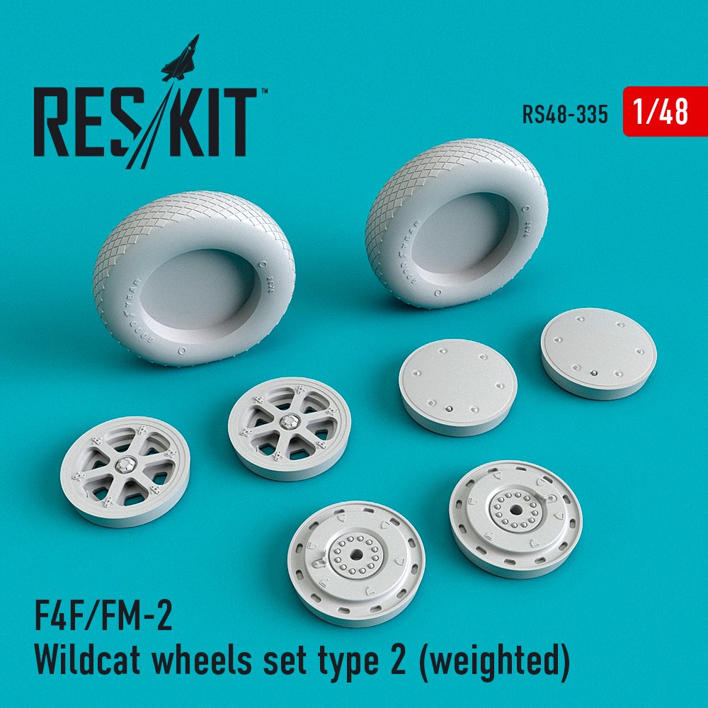 1/48 F4F/FM-2 Wildcat wheels set type 2 (weighted)