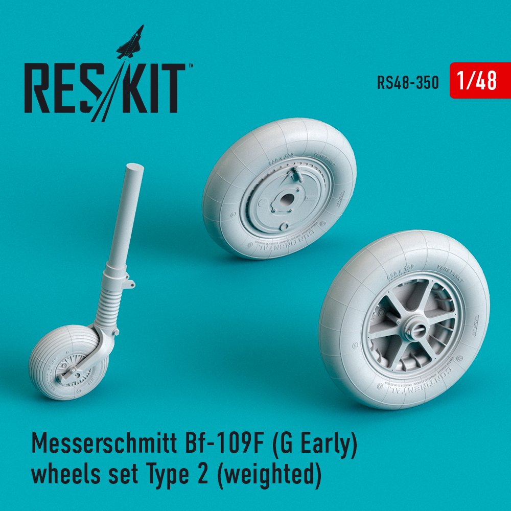 1/48 Bf-109F (G Early) wheels Type 2 (weighted)