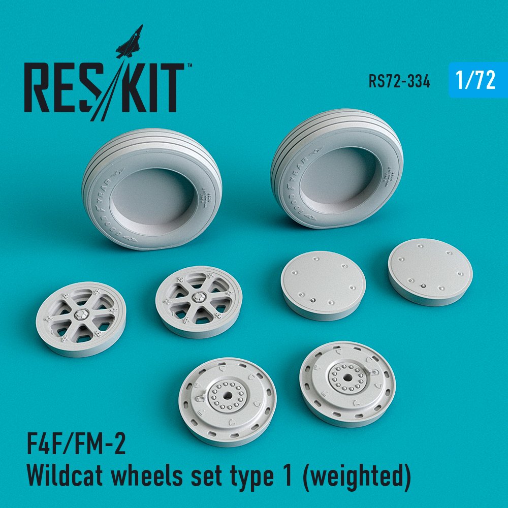 1/72 F4F/FM-2 Wildcat wheels set type 1 (weighted)