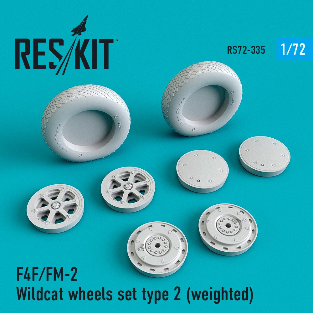 1/72 F4F/FM-2 Wildcat wheels set type 2 (weighted)
