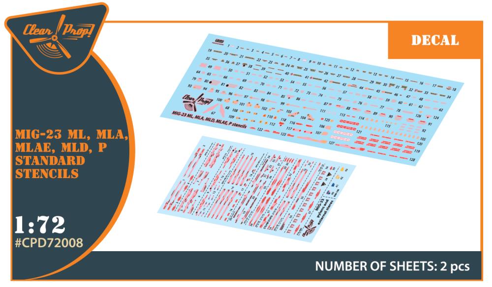 1/72 Decal MiG-23ML, MLD, P, MLAE Stencils