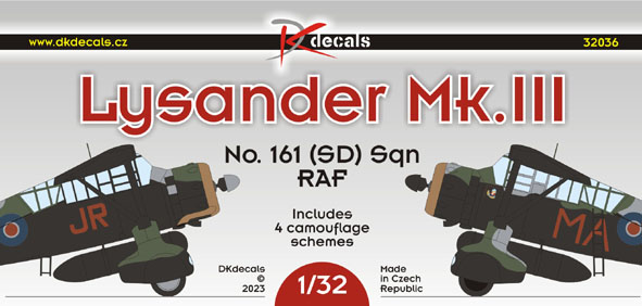 1/32 Lysander Mk.III No.161(SD) Sqn RAF (3x camo)