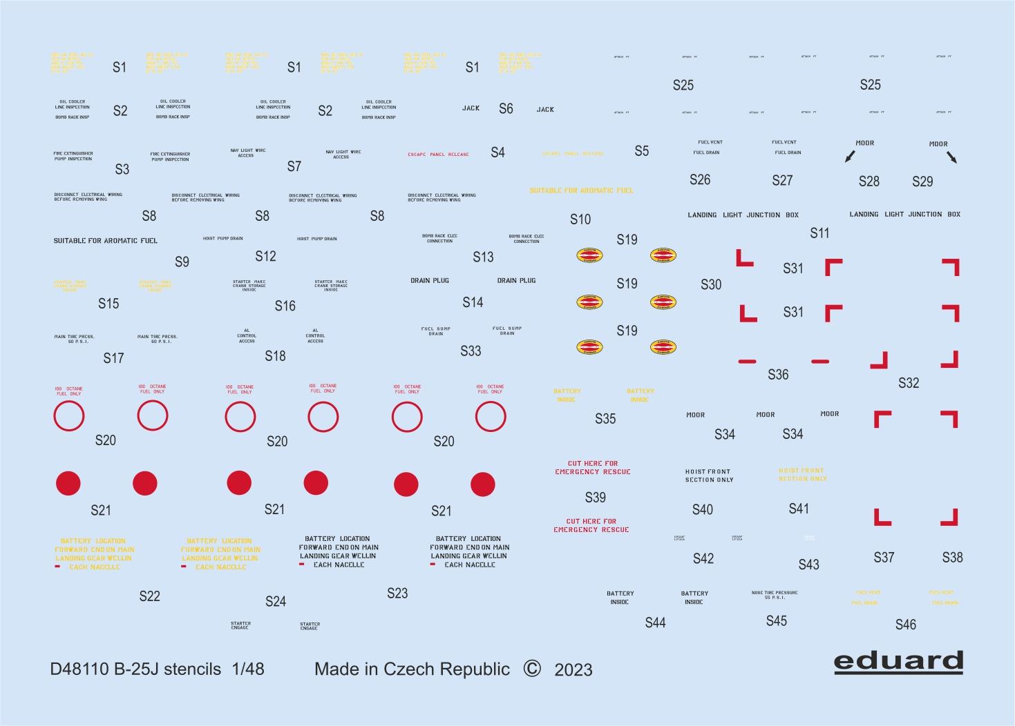 1/48 Decals B-25J stencils (HKM)