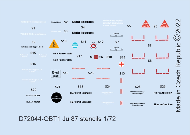 1/72 Decals Ju 87 stencils (ACAD/AIR/ITAL/REV)