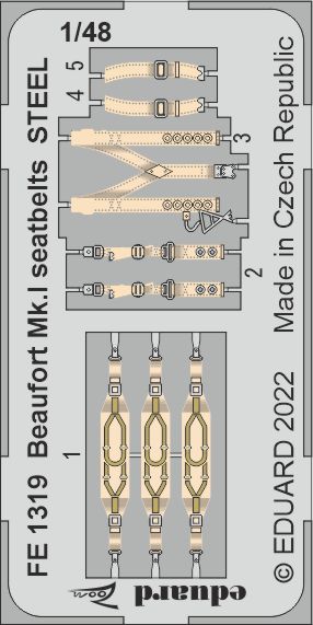 1/48 Beaufort Mk.I seatbelts STEEL (ICM)