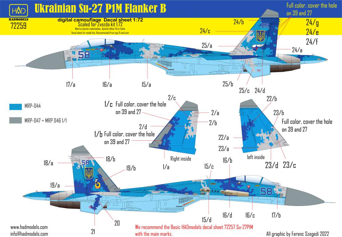 1/72 Decal Su-27 P1M Ukrainian Digit Camouflage