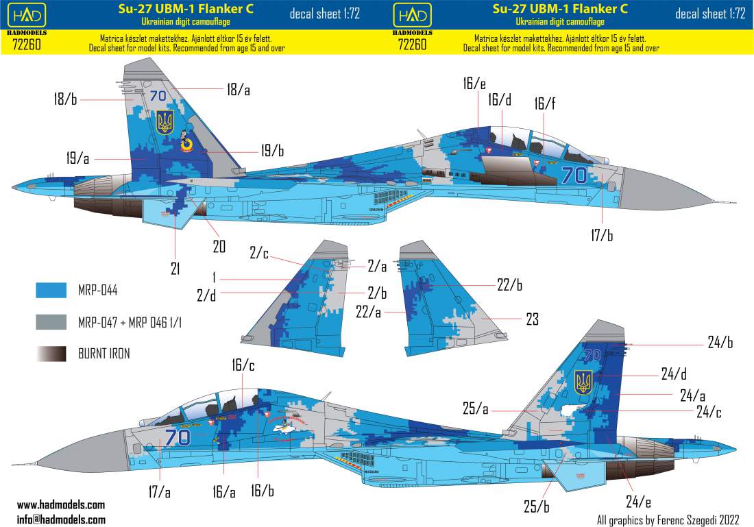 1/72 Decal Ukrainian Su-27 UBM-1 Digit.Camouflage