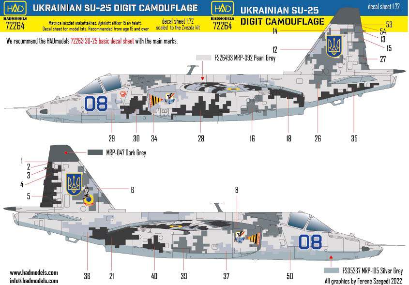 1/72 Decal Su-25 Ukrainian Digit Camouflage Part 1