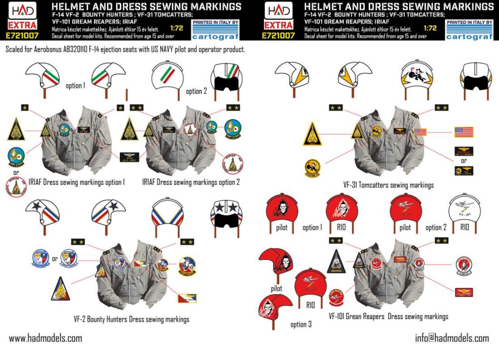 1/72 F-14A/D Helmet & dress sewing markings Vol.1