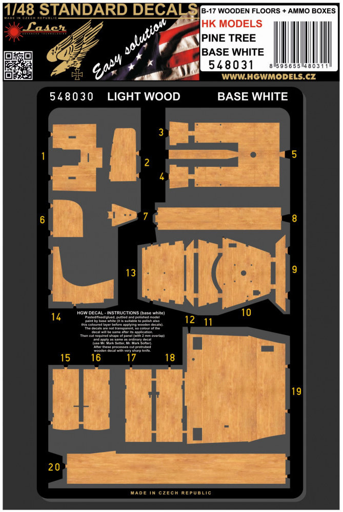 1/48 B-17 Wooden Floors&Ammo Boxes Pine T.,B.White