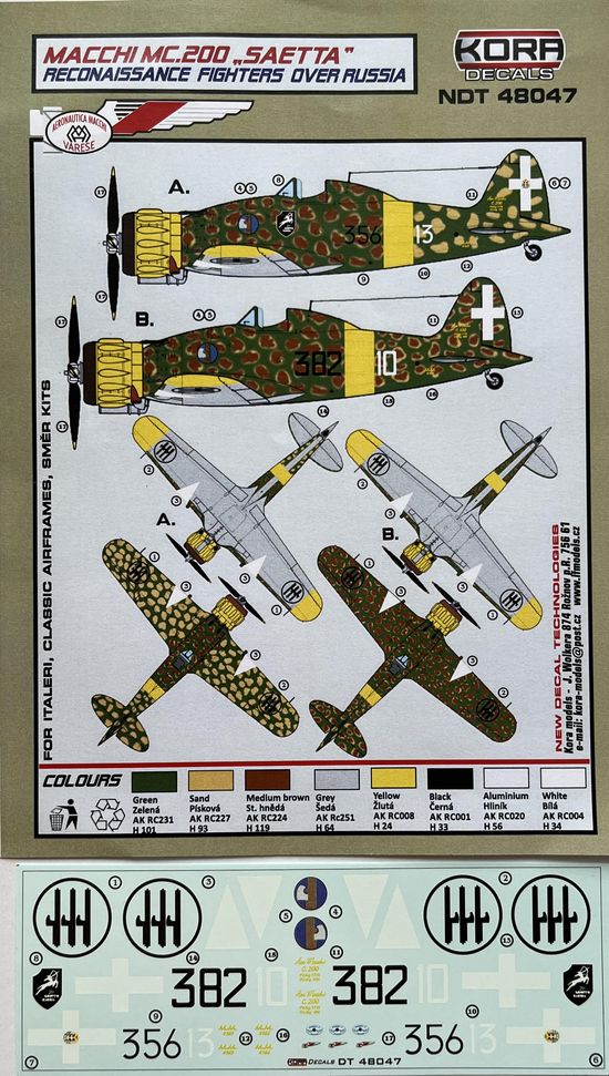 MODELIMEX Online Shop, 1/48 Decals MC.200 Saetta Rec.Fighters over Russia
