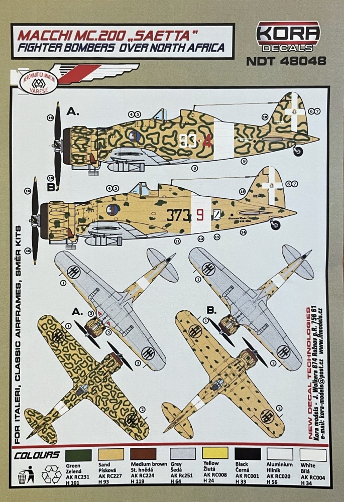 MODELIMEX Online Shop, 1/48 Decals MC.200 Saetta Rec.Fighters over Russia