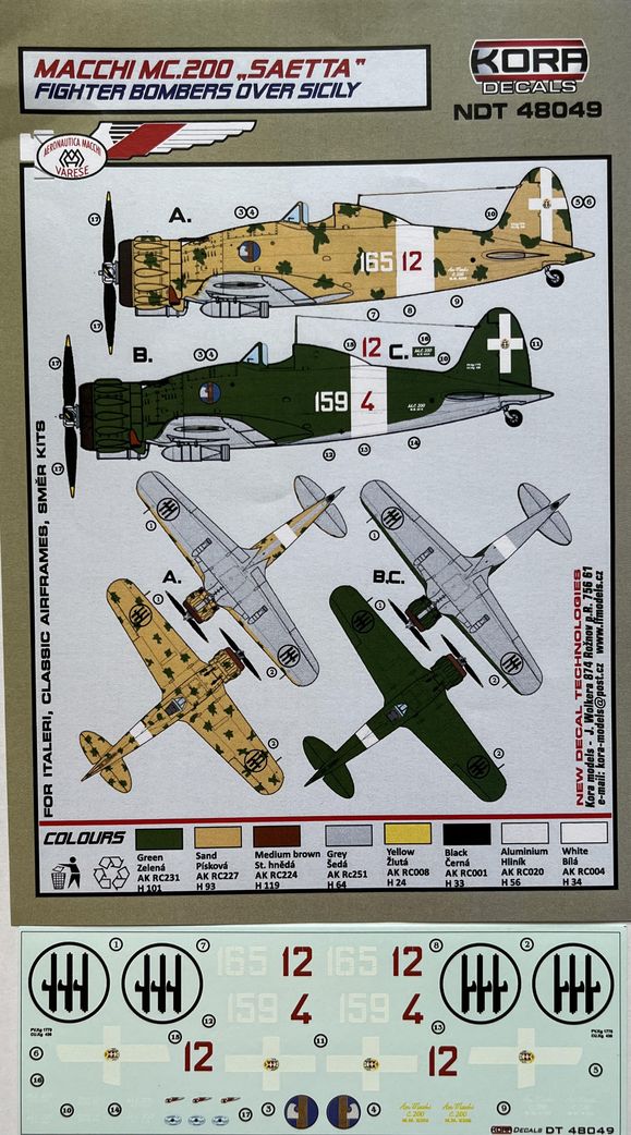 1/48 Decals MC.200 Fighter Bombers over Sicily