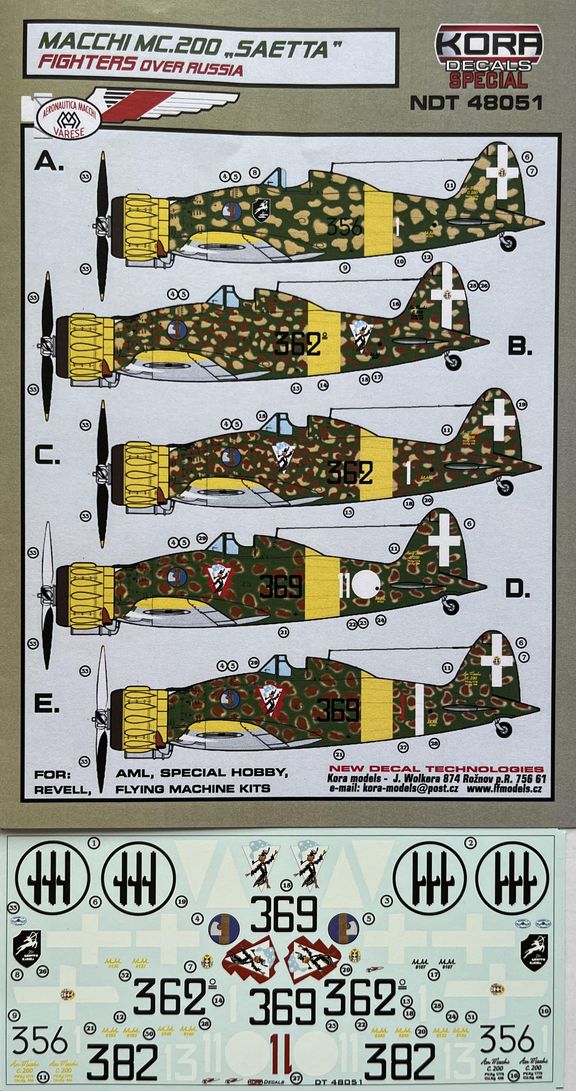 MODELIMEX Online Shop, 1/48 Decals MC.200 Saetta Rec.Fighters over Russia