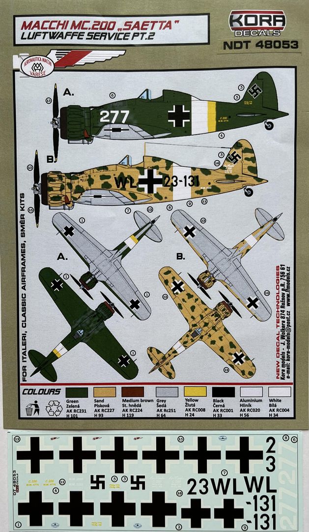 1/48 Decals MC.200 Saetta Luftwaffe Service Part 2
