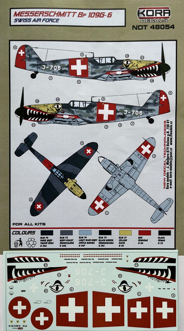 1/48 Decals Messerschmitt Bf 109G-6 Swiss A.F.