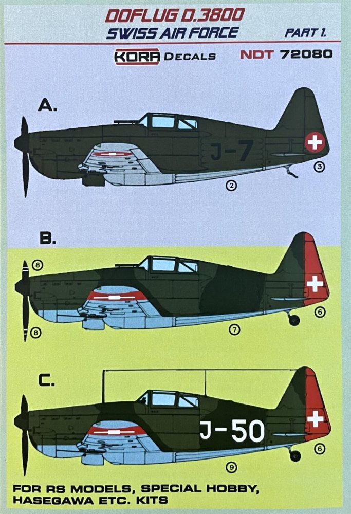 1/72 Decals Doflug D.3800 Swiss Air Force Part 1