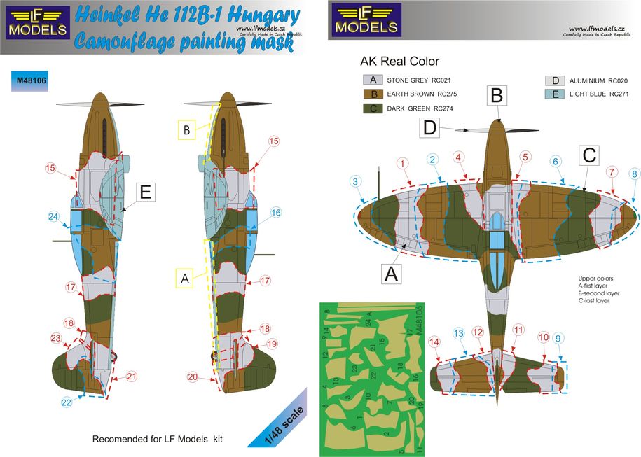 1/48 Mask He 112B-1 Hungary Camouflage paint. (LF)