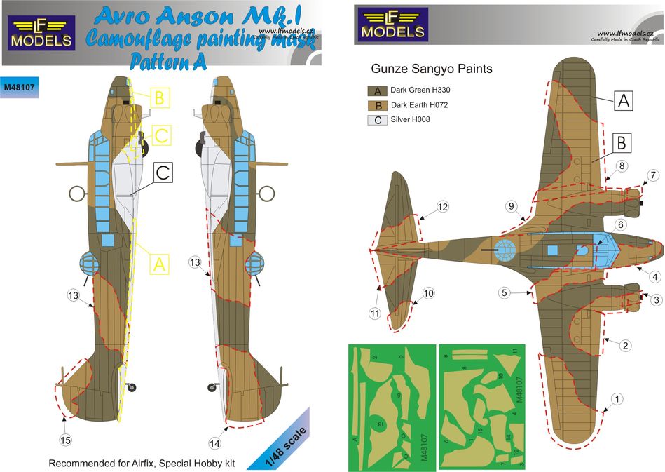 1/48 Mask Avro Anson Mk.I Camo painting Pattern A