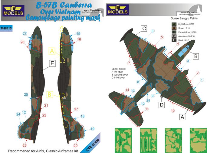 1/48 Mask B-57B Canberra over Vietnam Camouflage
