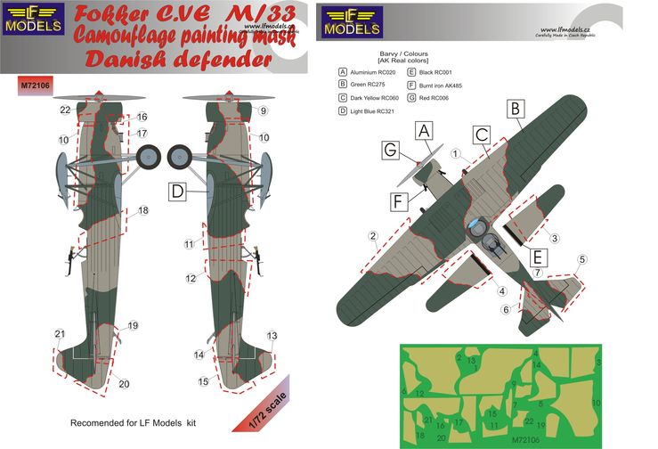 1/72 Mask Fokker C.V E M/33 Danish Camo.paint.(LF)