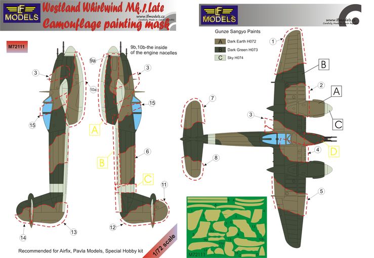 1/72 Mask Westl.Whirlwind Mk.I late Camouflage p.