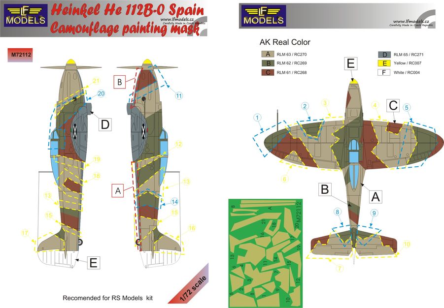 1/72 Mask He 112B-0 Spain Camouflage paint. (LF)