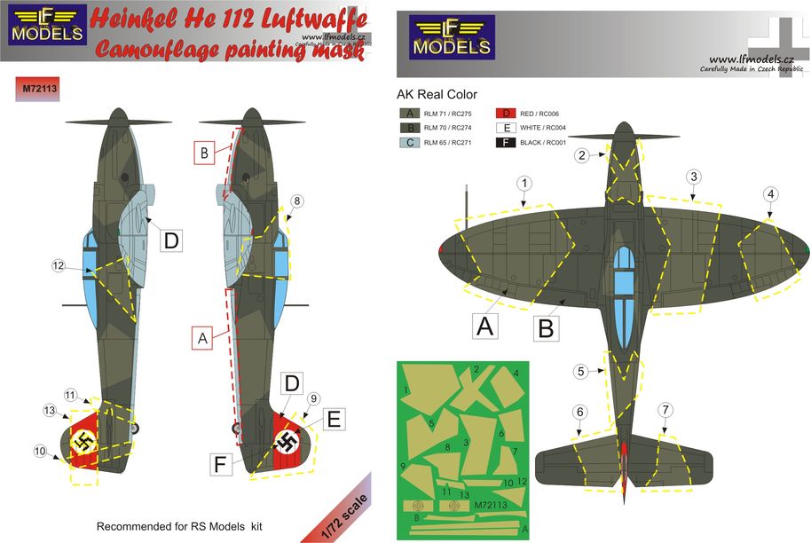 1/72 Mask He 112 Luftwaffe Camouflage paint. (RS)